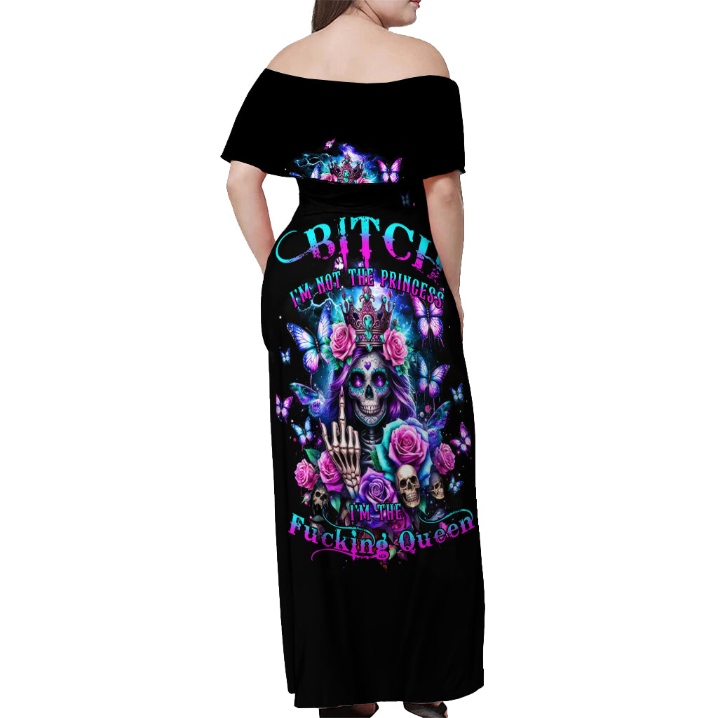 Fairy Skull Off Shoulder Maxi Dress Bitch I'm Not A Princess I'm The Fucking Queen - Wonder Print Shop