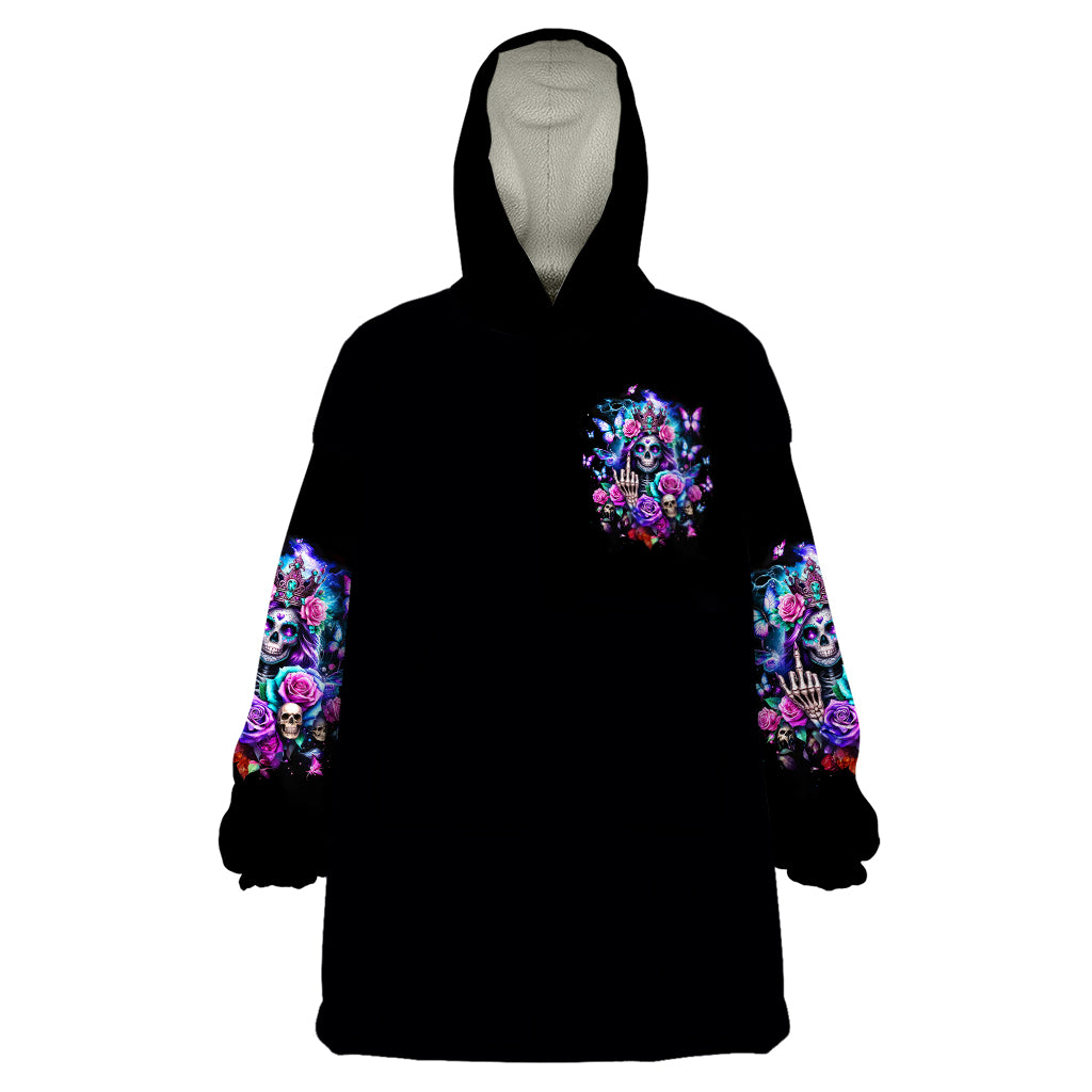 Fairy Skull Wearable Blanket Hoodie Bitch I'm Not A Princess I'm The Fucking Queen - Wonder Print Shop