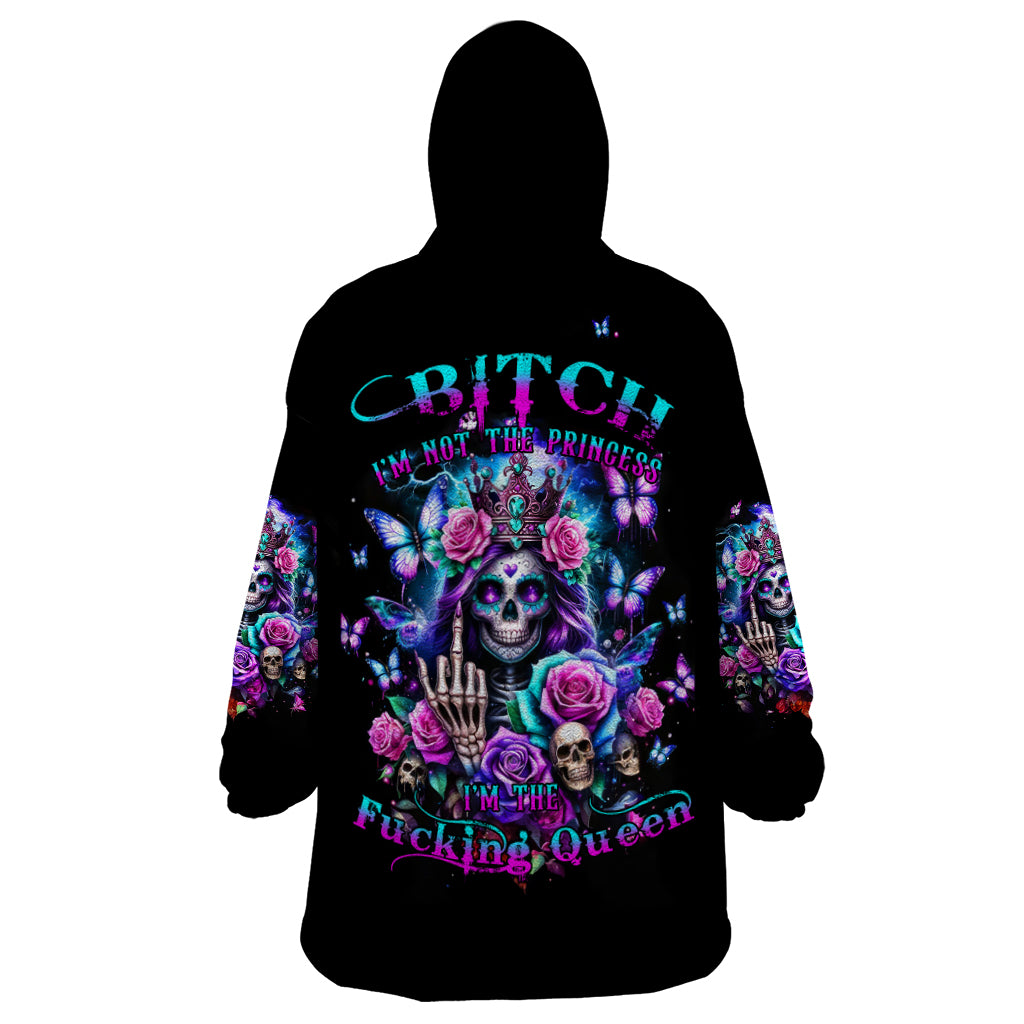 Fairy Skull Wearable Blanket Hoodie Bitch I'm Not A Princess I'm The Fucking Queen - Wonder Print Shop