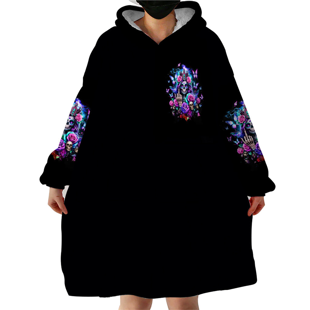 Fairy Skull Wearable Blanket Hoodie Bitch I'm Not A Princess I'm The Fucking Queen - Wonder Print Shop