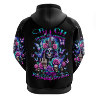 Fairy Skull Zip Hoodie Bitch I'm Not A Princess I'm The Fucking Queen - Wonder Print Shop
