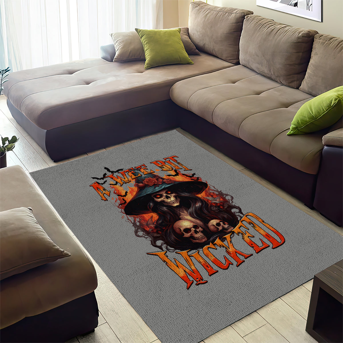 Witch Skull Area Rug A Wee Bit Wicked - Wonder Print Shop