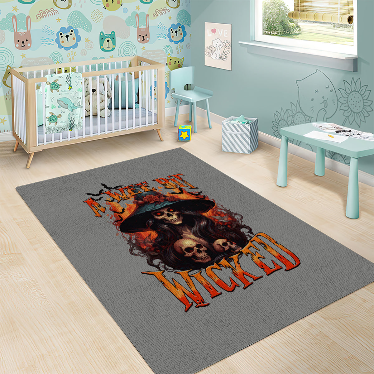 Witch Skull Area Rug A Wee Bit Wicked - Wonder Print Shop