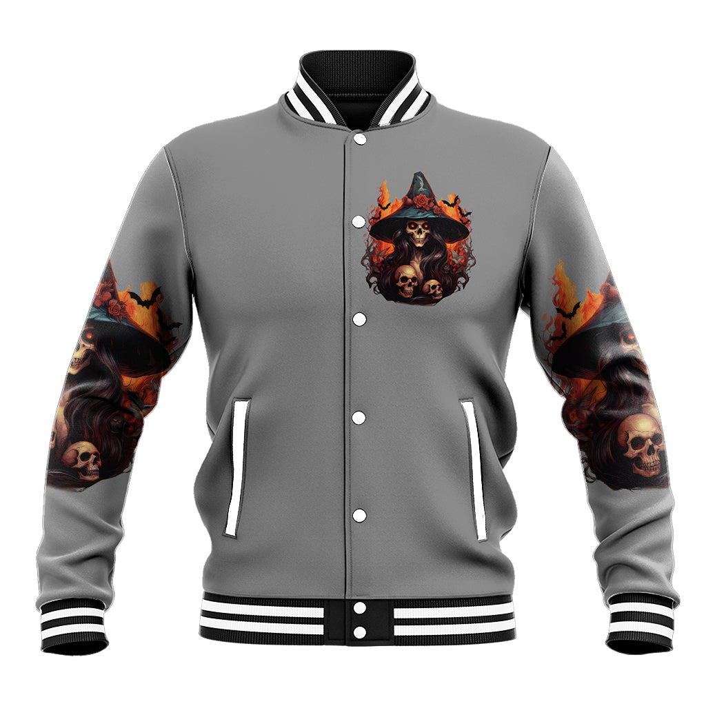 Witch Skull Baseball Jacket A Wee Bit Wicked - Wonder Print Shop