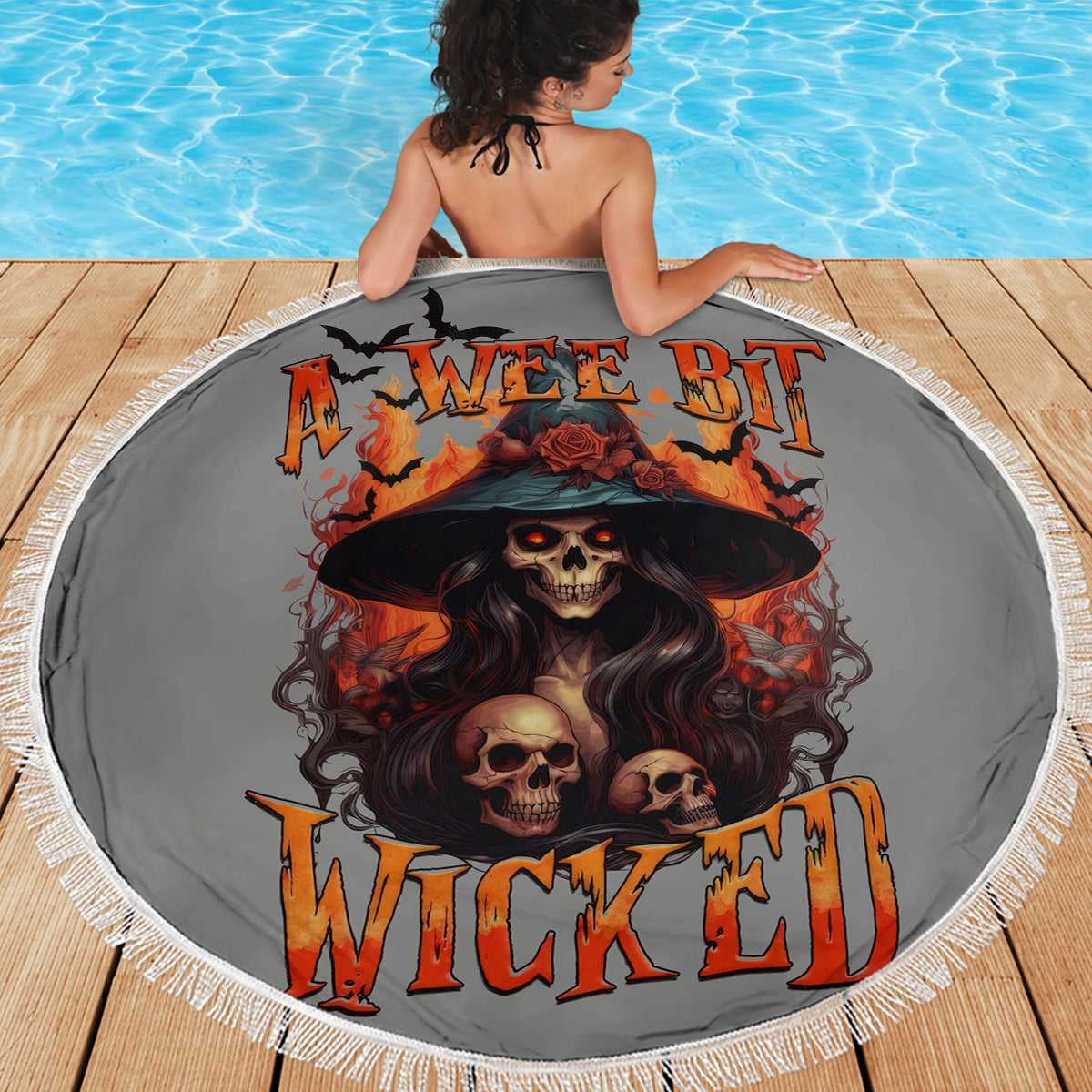 Witch Skull Beach Blanket A Wee Bit Wicked - Wonder Print Shop
