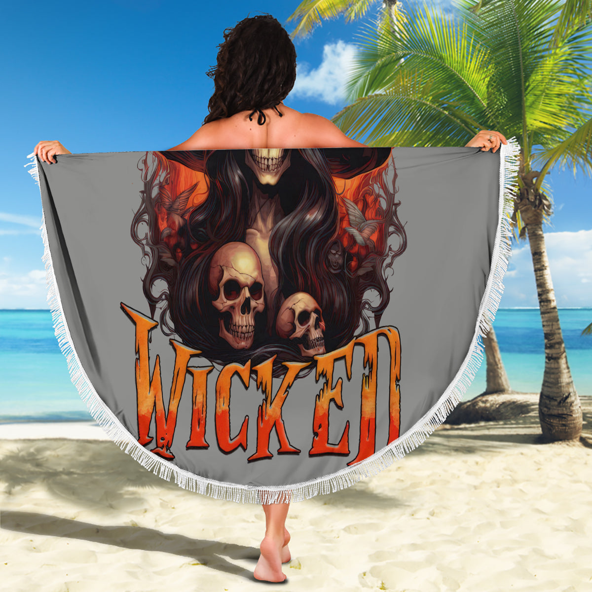Witch Skull Beach Blanket A Wee Bit Wicked - Wonder Print Shop