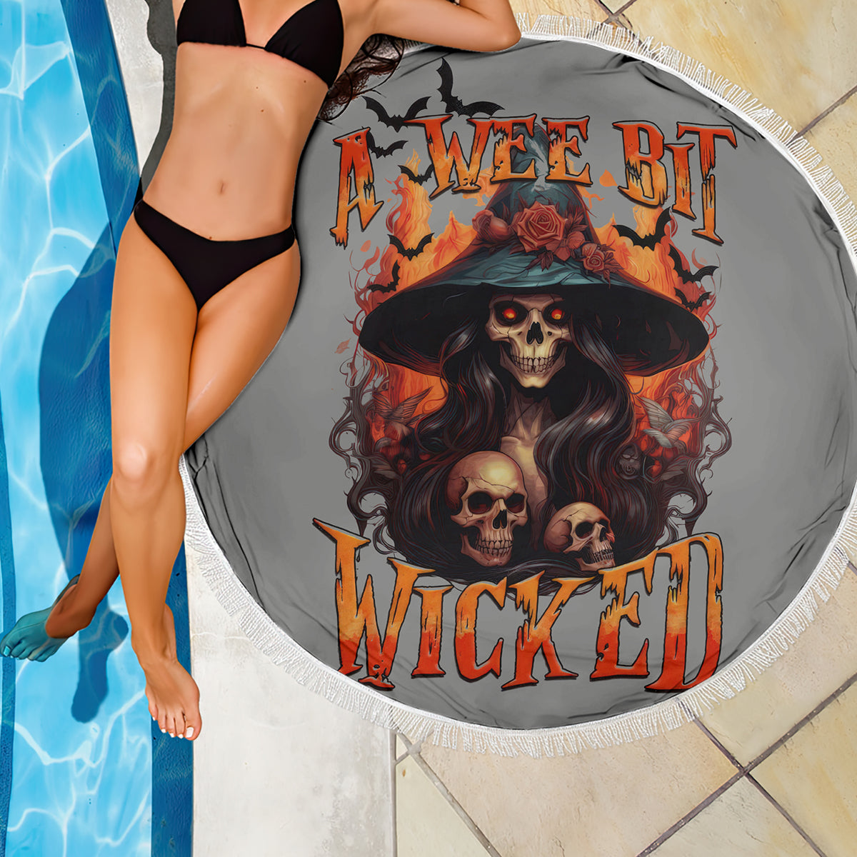 Witch Skull Beach Blanket A Wee Bit Wicked - Wonder Print Shop