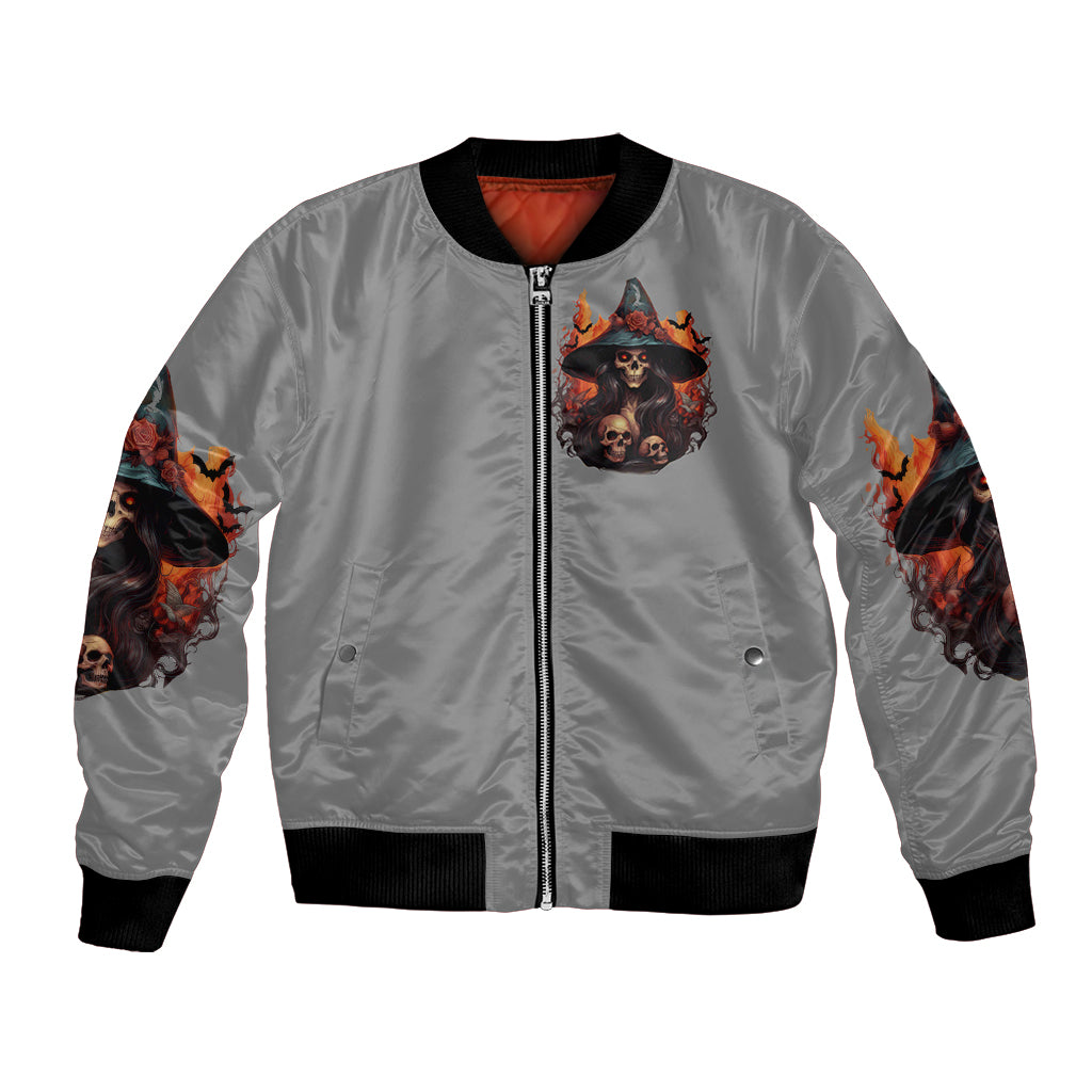 Witch Skull Bomber Jacket A Wee Bit Wicked - Wonder Print Shop