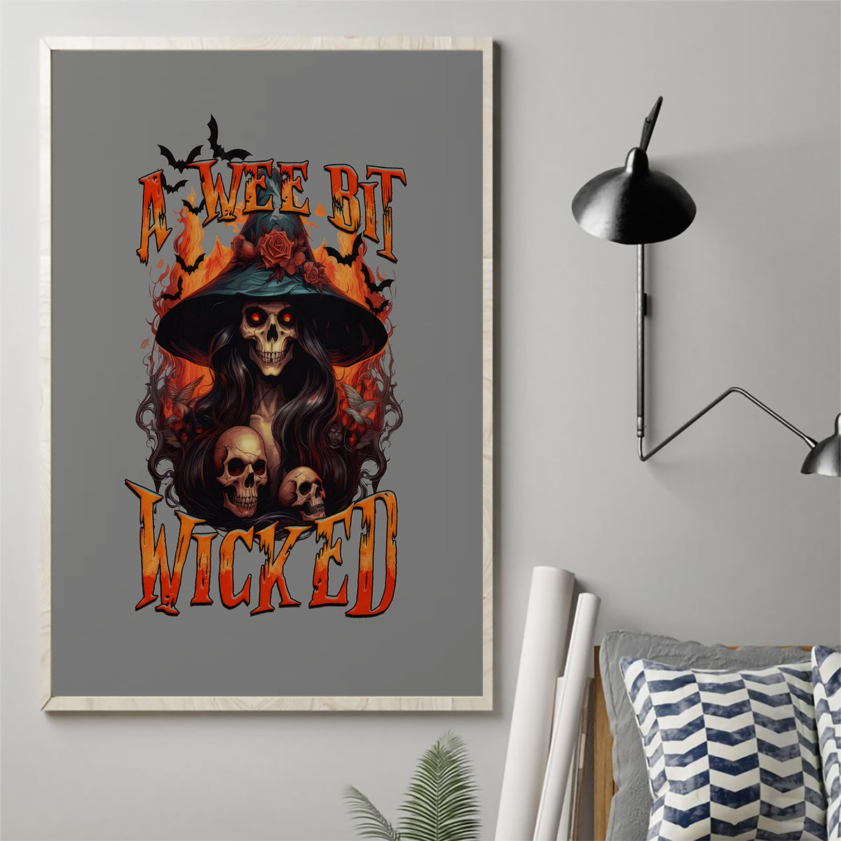 Witch Skull Canvas Wall Art A Wee Bit Wicked - Wonder Print Shop