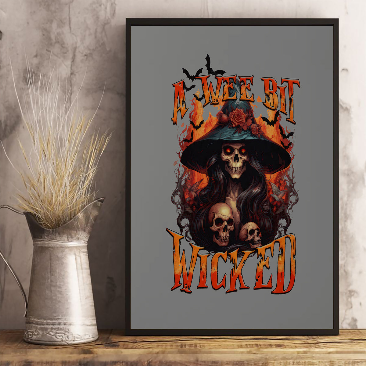 Witch Skull Canvas Wall Art A Wee Bit Wicked - Wonder Print Shop