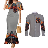 Witch Skull Couples Matching Mermaid Dress and Long Sleeve Button Shirt A Wee Bit Wicked DT01