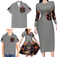 Witch Skull Family Matching Long Sleeve Bodycon Dress and Hawaiian Shirt A Wee Bit Wicked - Wonder Print Shop