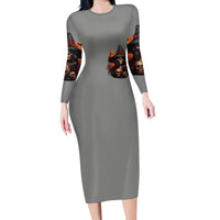 Witch Skull Family Matching Long Sleeve Bodycon Dress and Hawaiian Shirt A Wee Bit Wicked - Wonder Print Shop