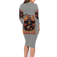 Witch Skull Family Matching Long Sleeve Bodycon Dress and Hawaiian Shirt A Wee Bit Wicked - Wonder Print Shop