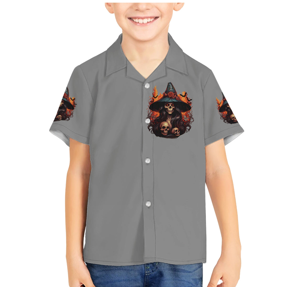 Witch Skull Family Matching Mermaid Dress and Hawaiian Shirt A Wee Bit Wicked - Wonder Print Shop