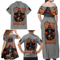 Witch Skull Family Matching Off Shoulder Maxi Dress and Hawaiian Shirt A Wee Bit Wicked - Wonder Print Shop