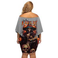 Witch Skull Family Matching Off Shoulder Short Dress and Hawaiian Shirt A Wee Bit Wicked - Wonder Print Shop