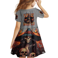 Witch Skull Family Matching Short Sleeve Bodycon Dress and Hawaiian Shirt A Wee Bit Wicked - Wonder Print Shop