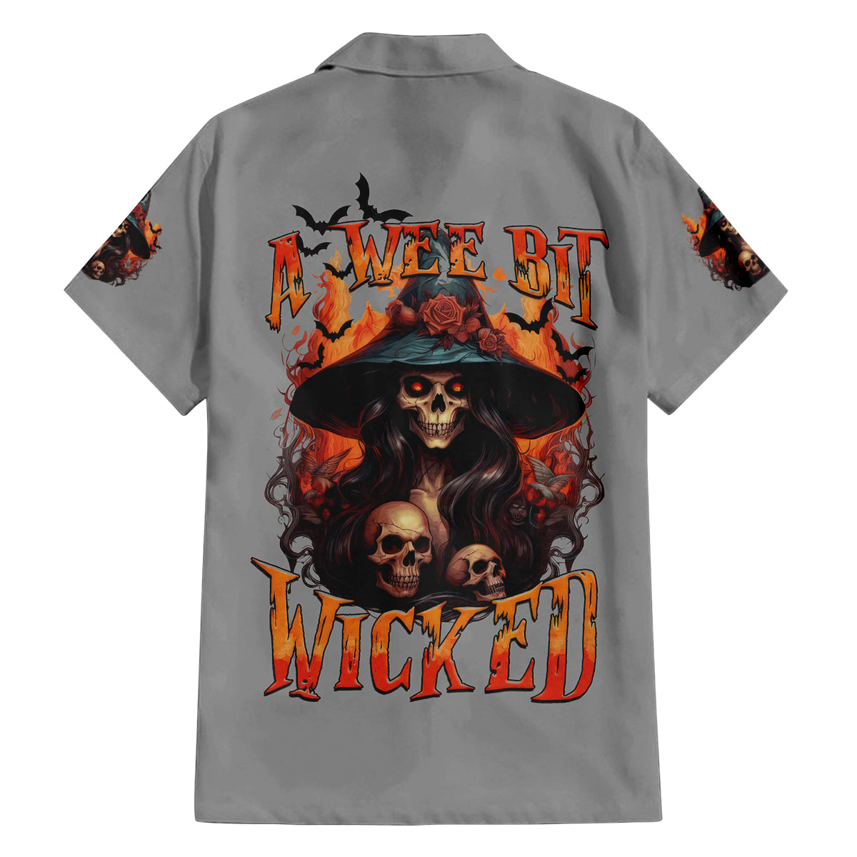 Witch Skull Family Matching Tank Maxi Dress and Hawaiian Shirt A Wee Bit Wicked - Wonder Print Shop