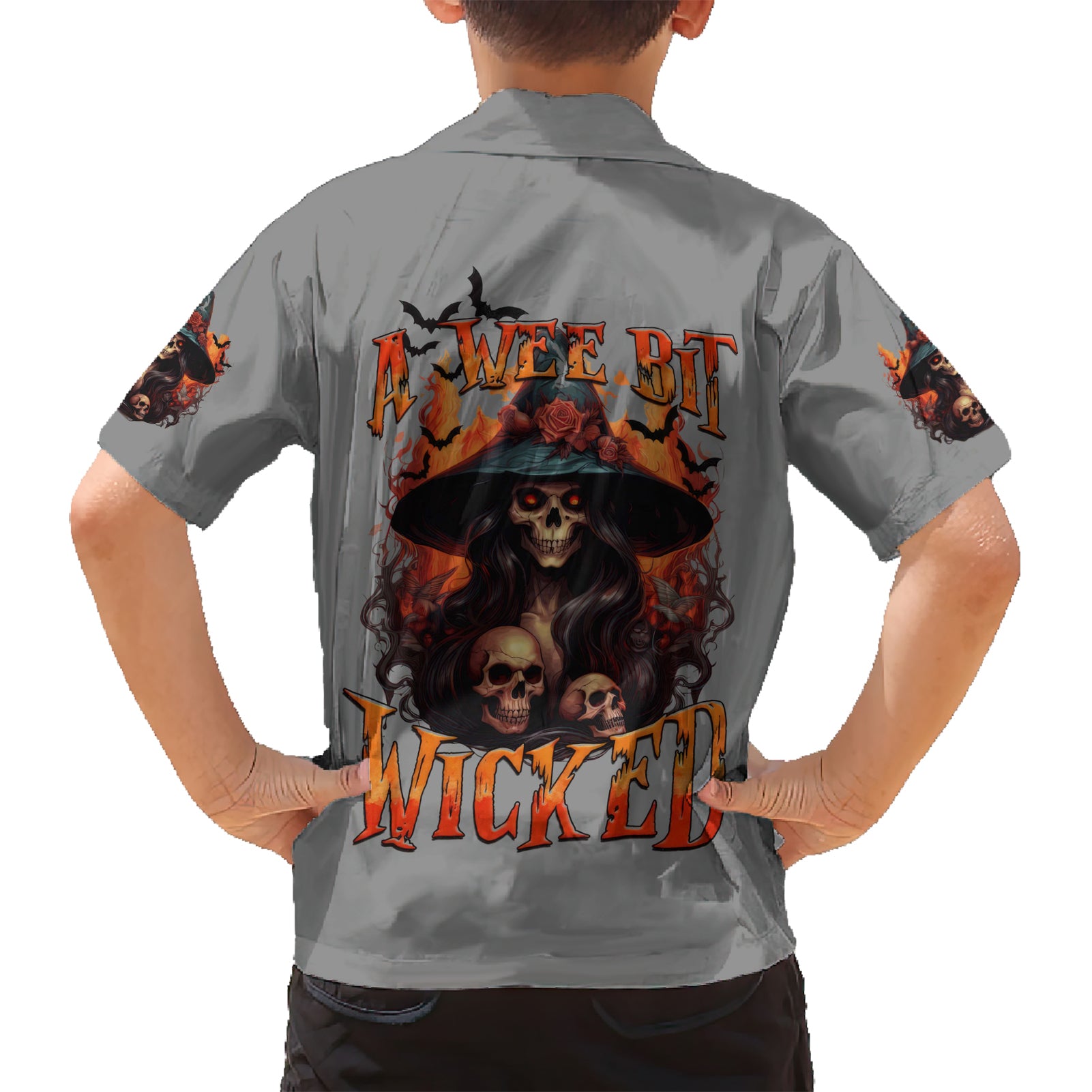 Witch Skull Kid Hawaiian Shirt A Wee Bit Wicked - Wonder Print Shop
