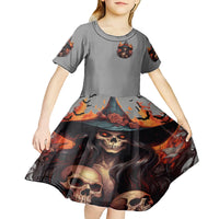Witch Skull Kid Short Sleeve Dress A Wee Bit Wicked - Wonder Print Shop