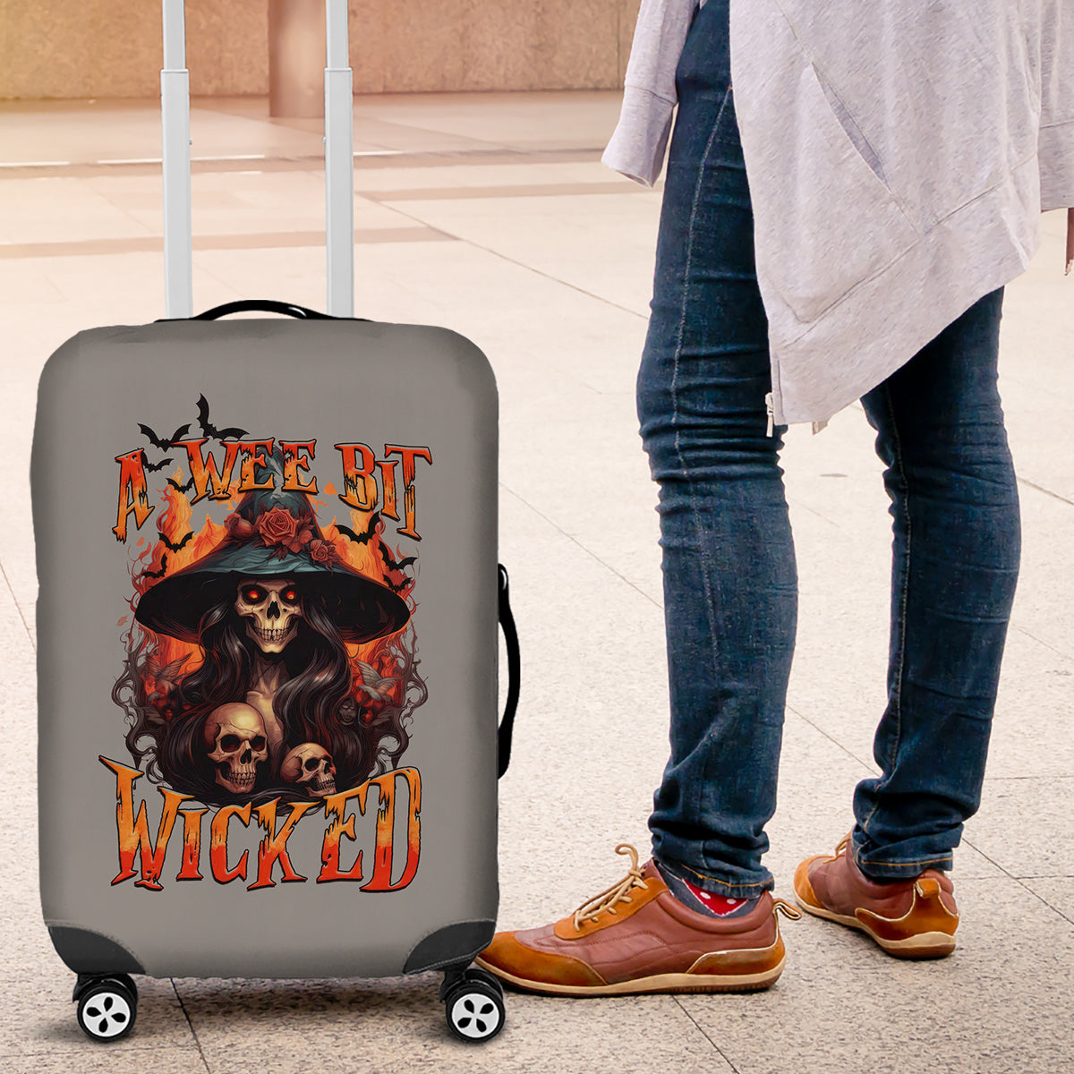 Witch Skull Luggage Cover A Wee Bit Wicked - Wonder Print Shop