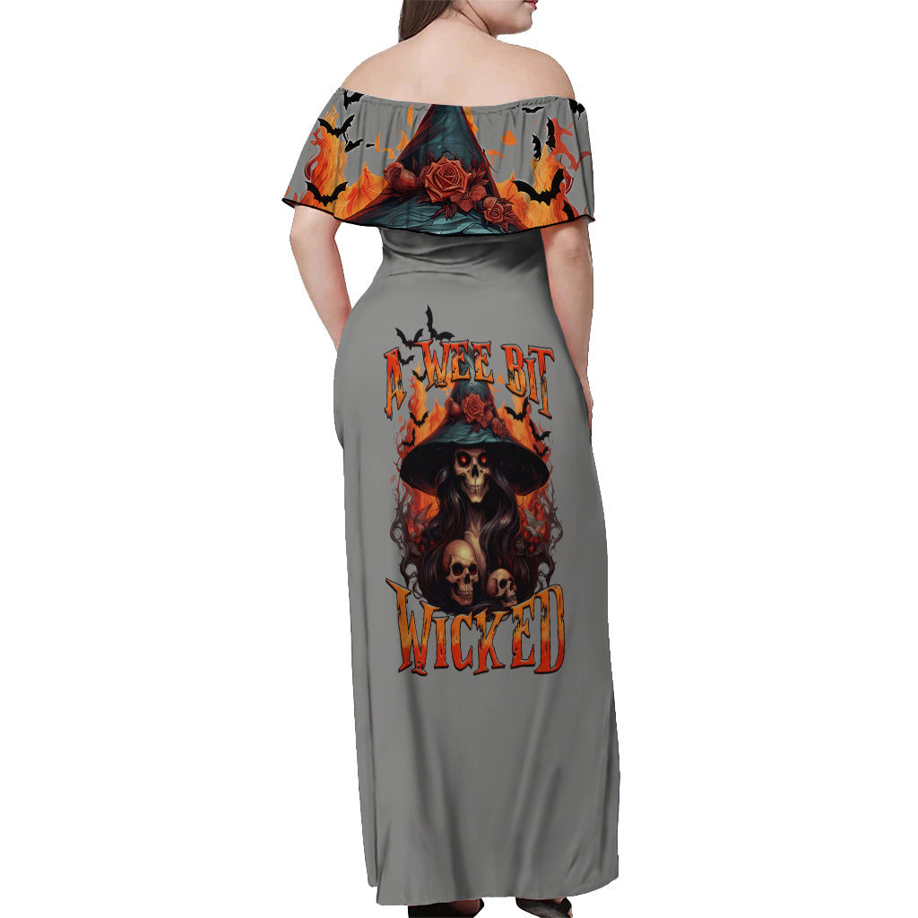 Witch Skull Off Shoulder Maxi Dress A Wee Bit Wicked - Wonder Print Shop
