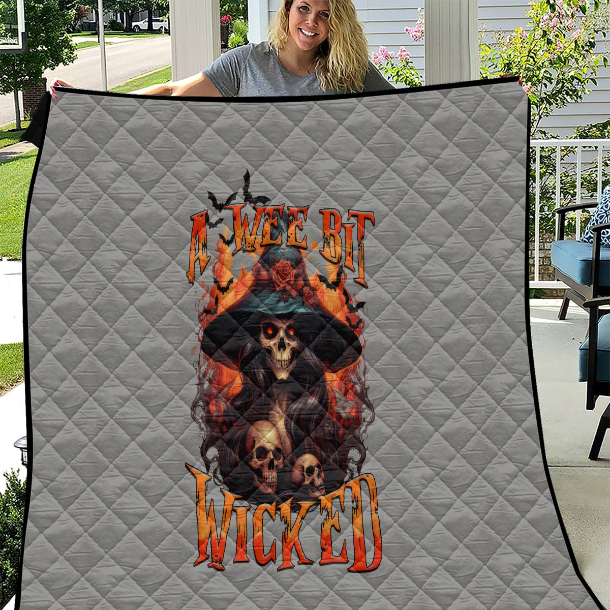 Witch Skull Quilt A Wee Bit Wicked - Wonder Print Shop