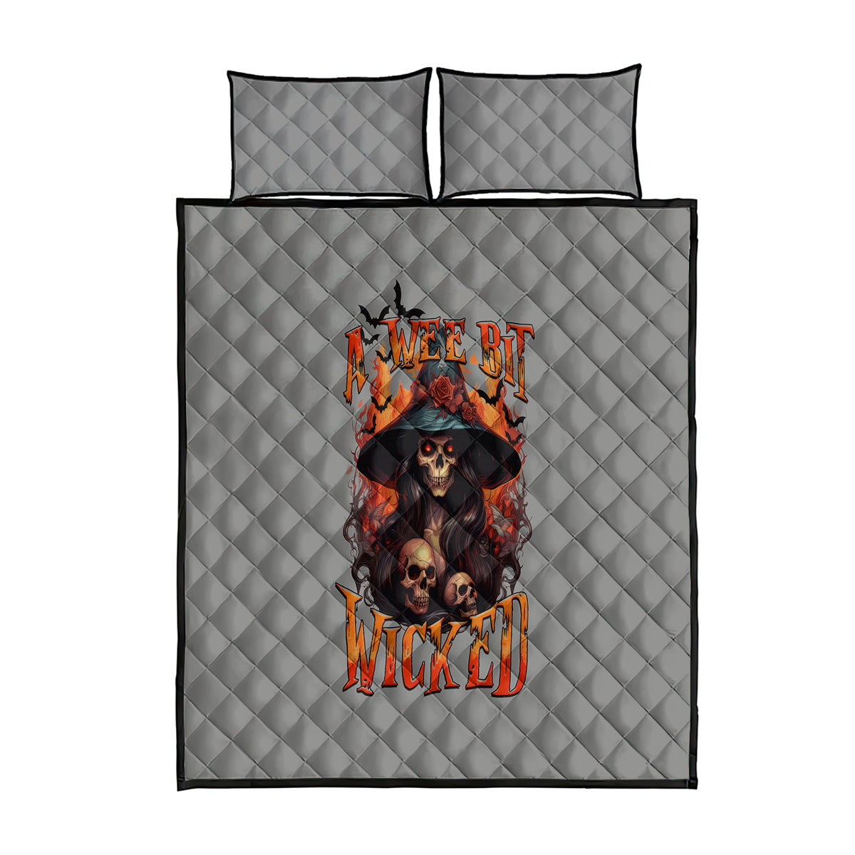 Witch Skull Quilt Bed Set A Wee Bit Wicked - Wonder Print Shop