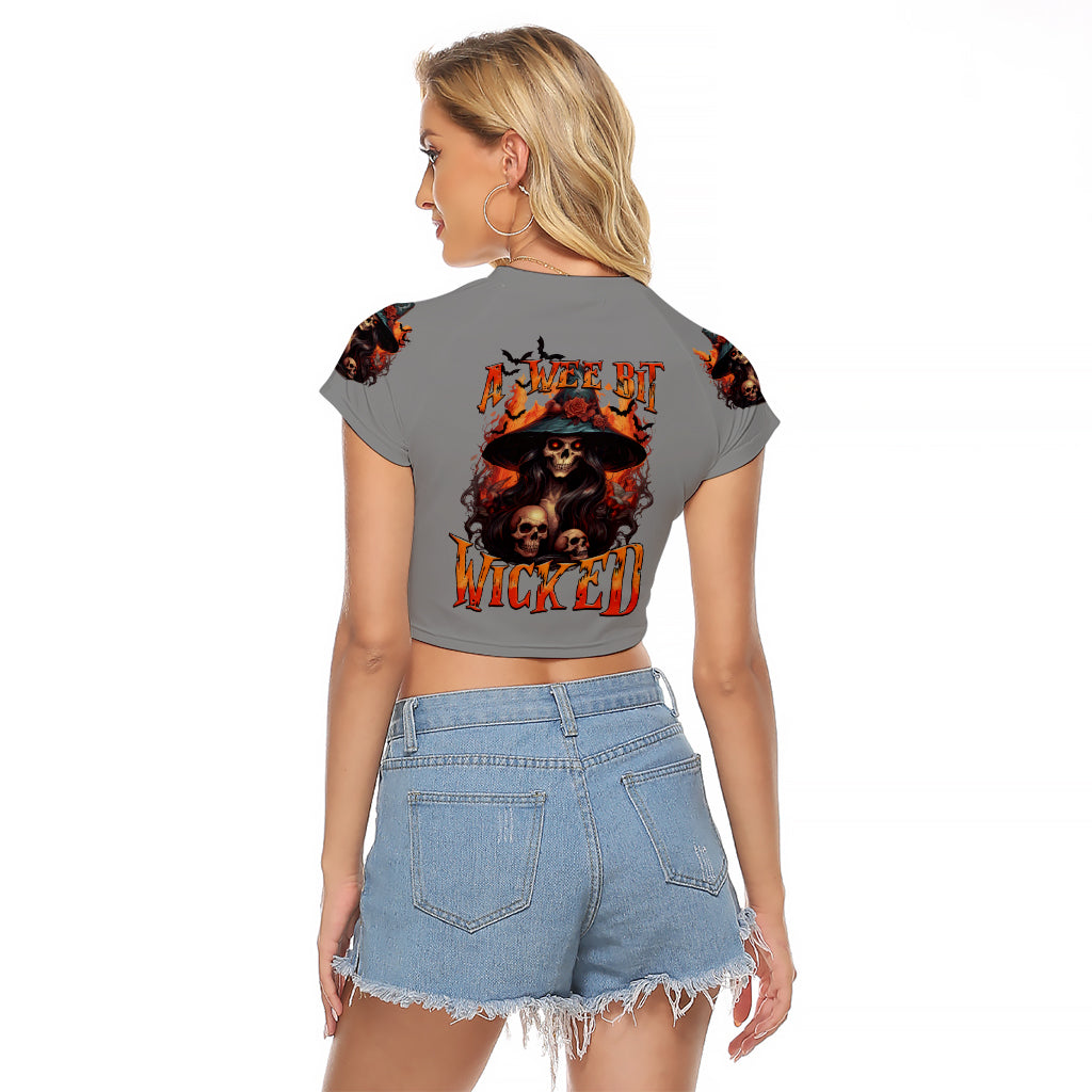 Witch Skull Raglan Cropped T Shirt A Wee Bit Wicked - Wonder Print Shop