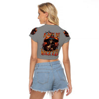 Witch Skull Raglan Cropped T Shirt A Wee Bit Wicked - Wonder Print Shop