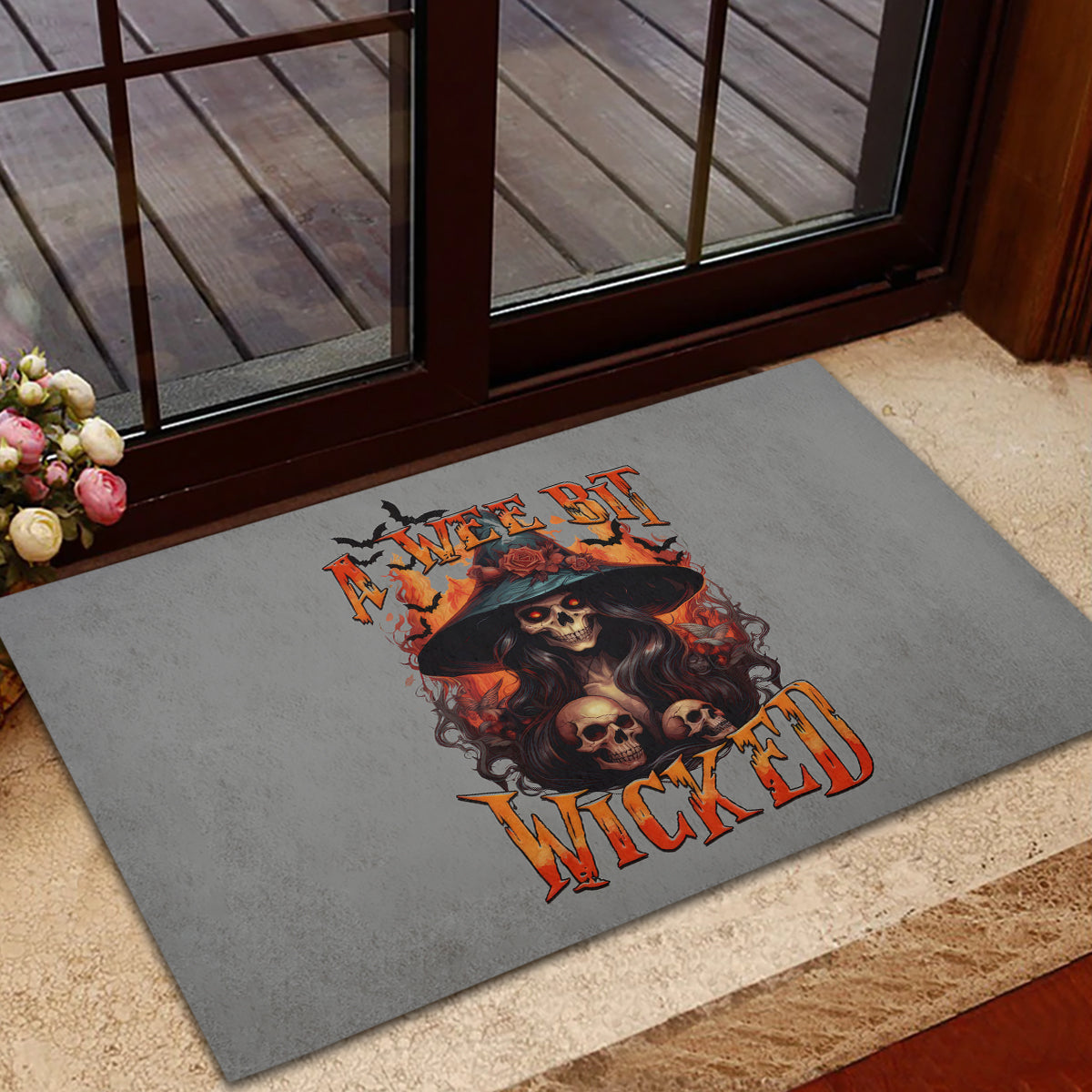 Witch Skull Rubber Doormat A Wee Bit Wicked - Wonder Print Shop