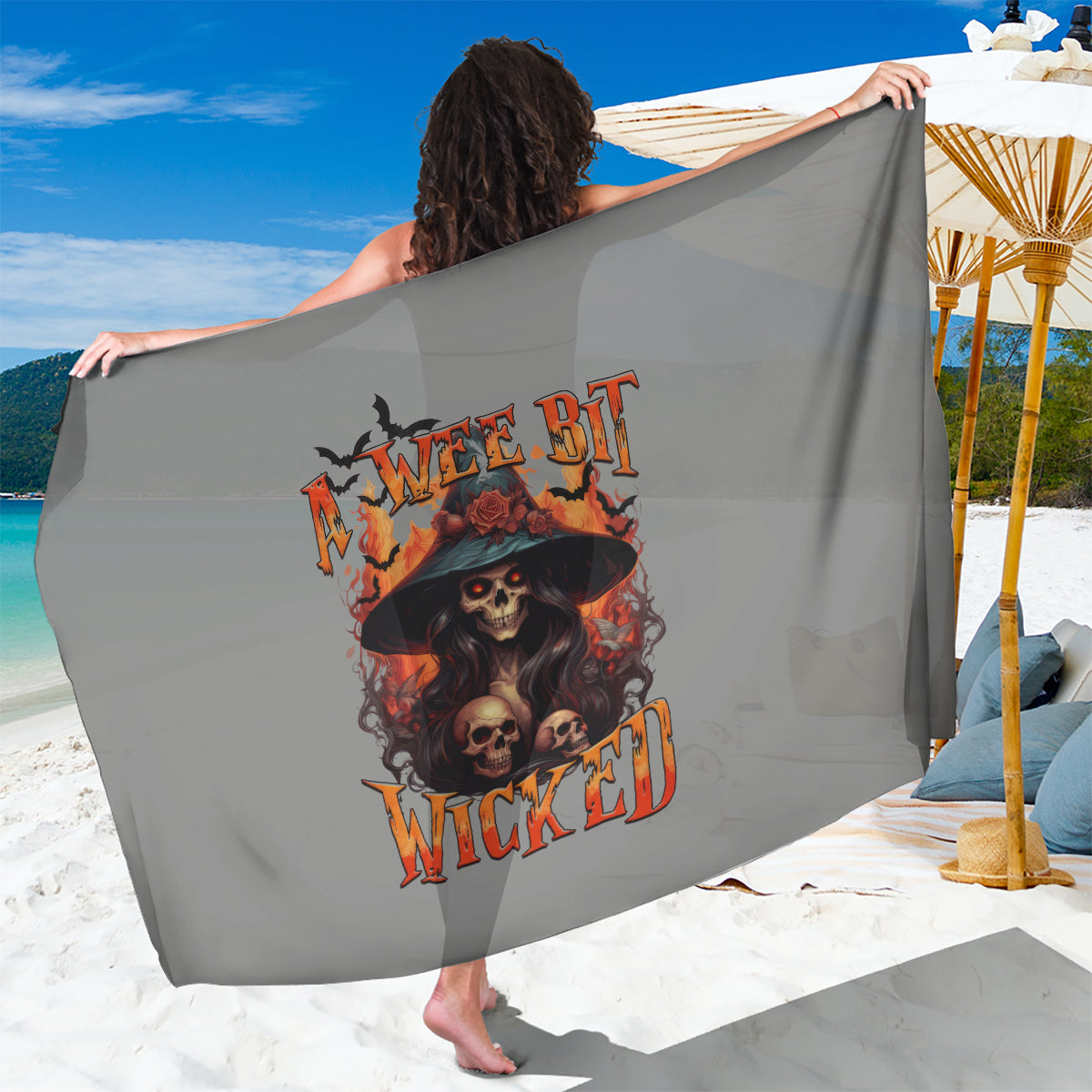 Witch Skull Sarong A Wee Bit Wicked - Wonder Print Shop