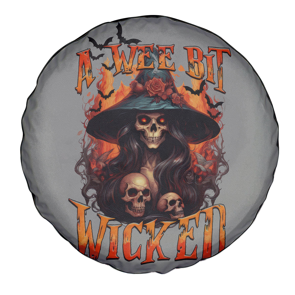 Witch Skull Spare Tire Cover A Wee Bit Wicked - Wonder Print Shop