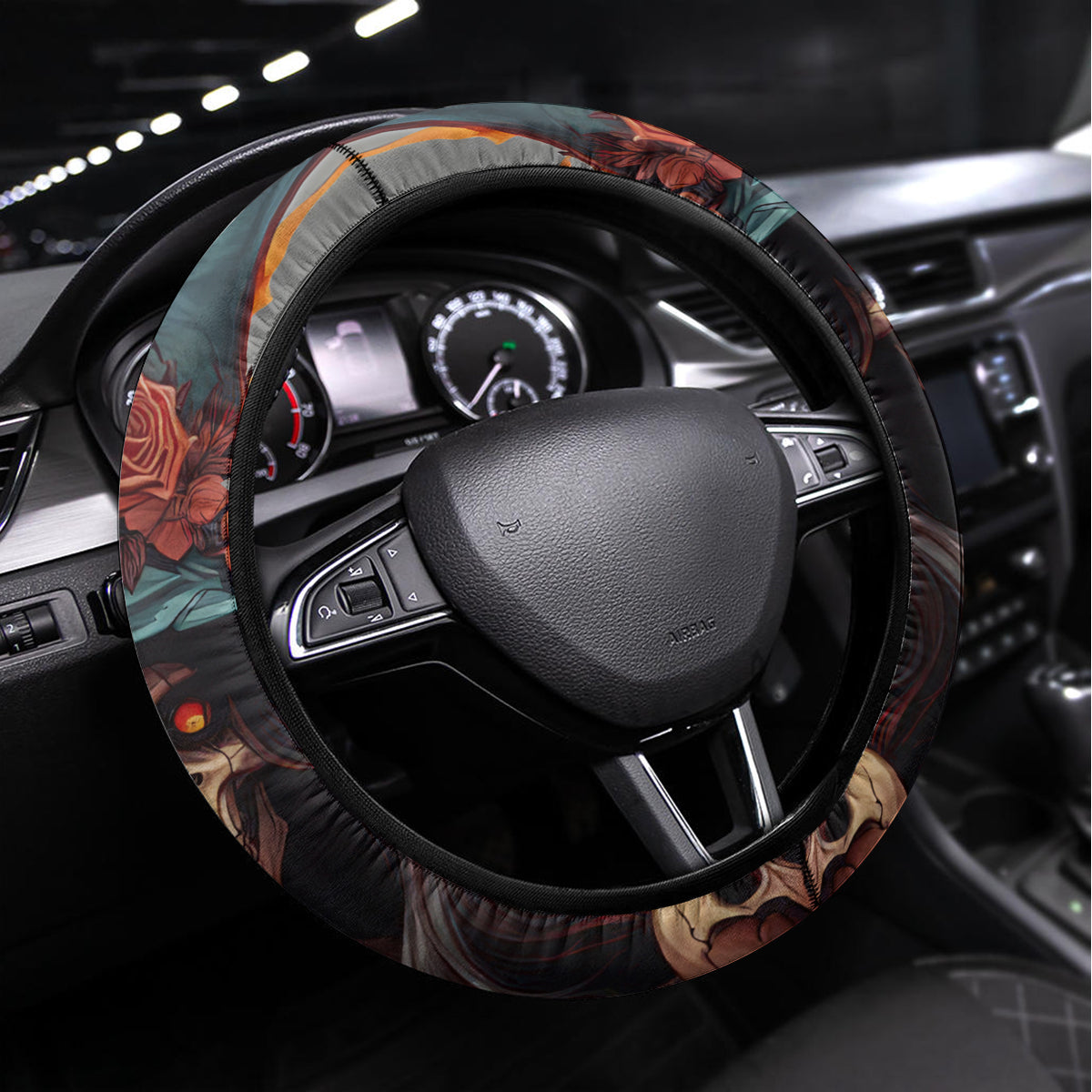 Witch Skull Steering Wheel Cover A Wee Bit Wicked - Wonder Print Shop