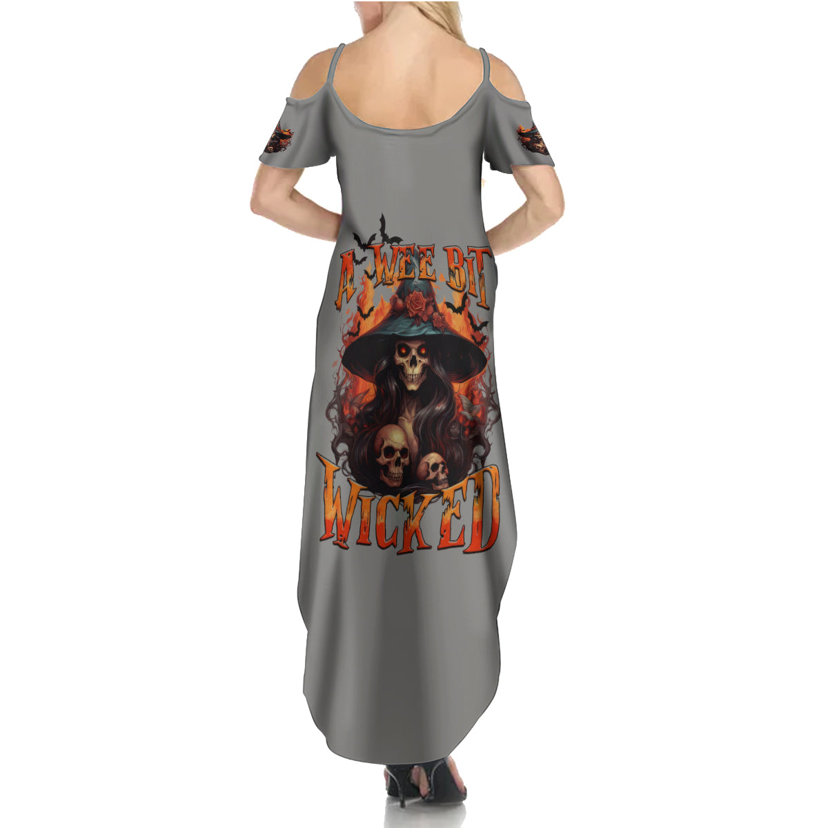 Witch Skull Summer Maxi Dress A Wee Bit Wicked - Wonder Print Shop
