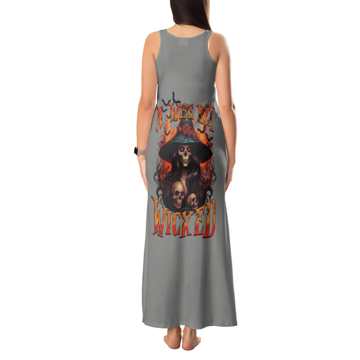 Witch Skull Tank Maxi Dress A Wee Bit Wicked - Wonder Print Shop