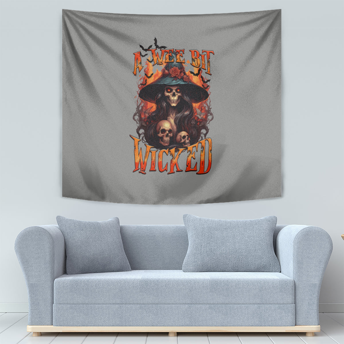 Witch Skull Tapestry A Wee Bit Wicked - Wonder Print Shop