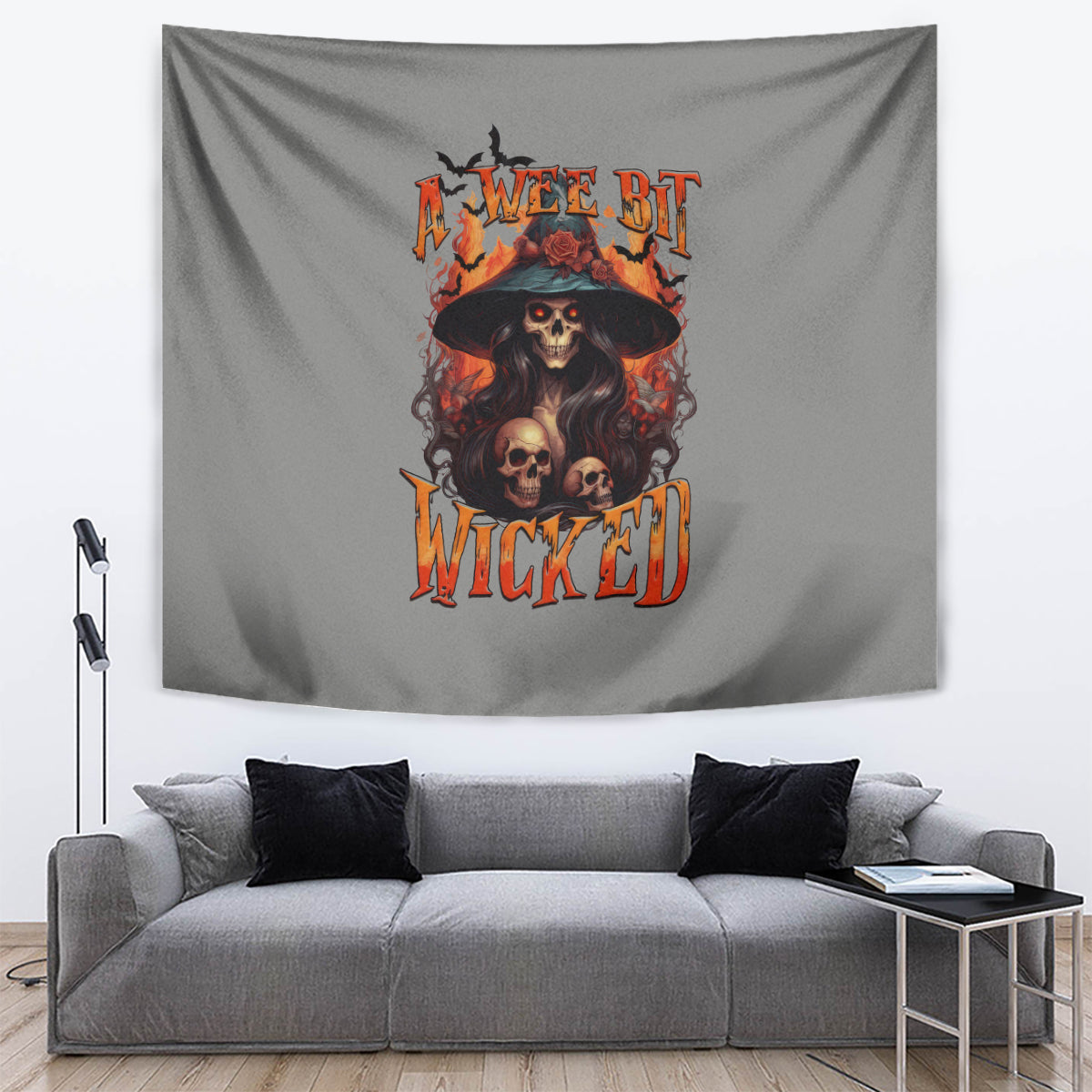 Witch Skull Tapestry A Wee Bit Wicked - Wonder Print Shop