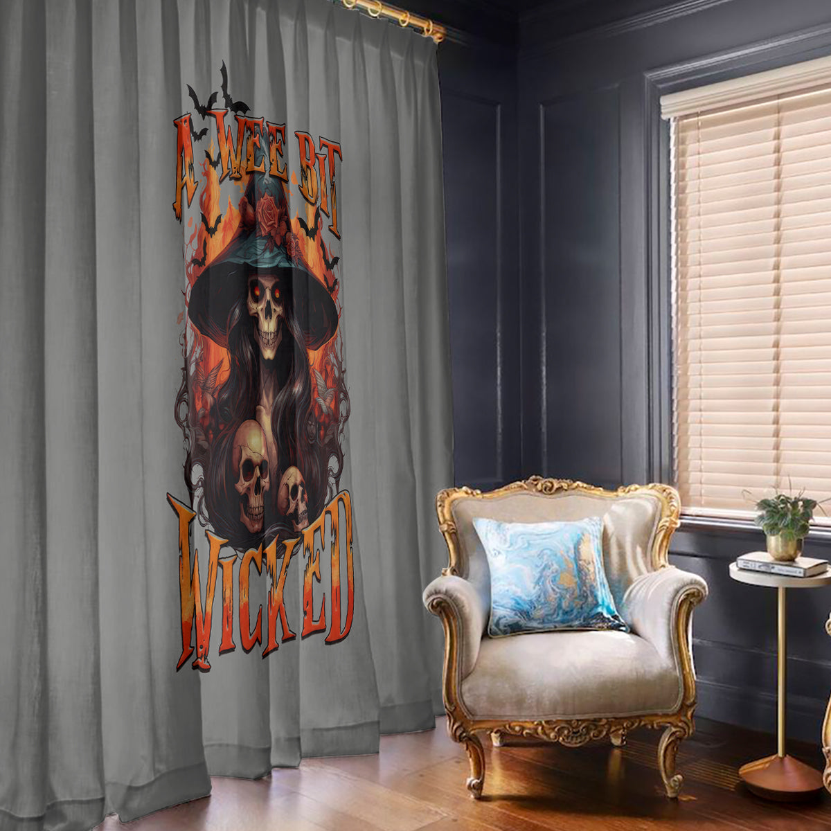 Witch Skull Window Curtain A Wee Bit Wicked - Wonder Print Shop