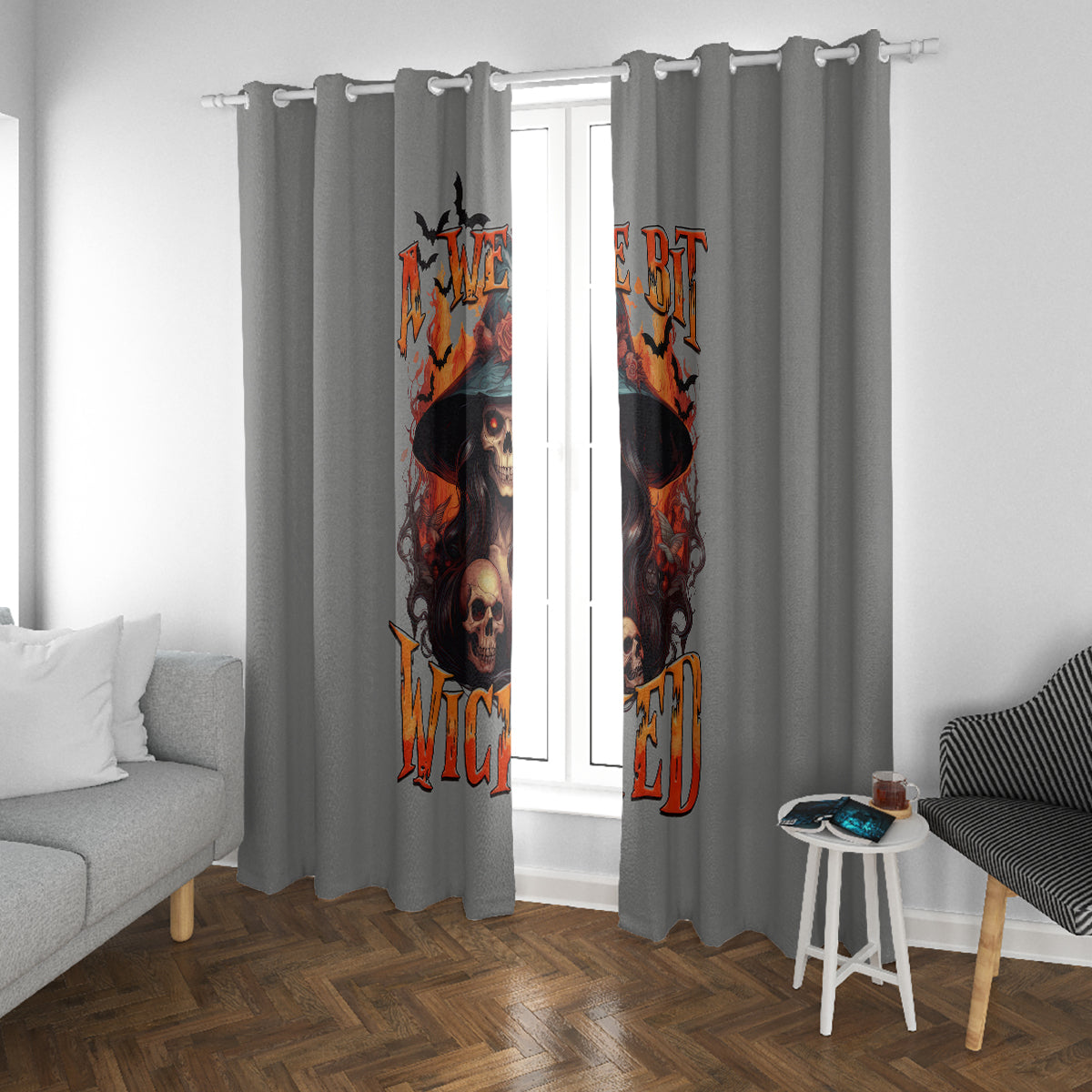 Witch Skull Window Curtain A Wee Bit Wicked - Wonder Print Shop