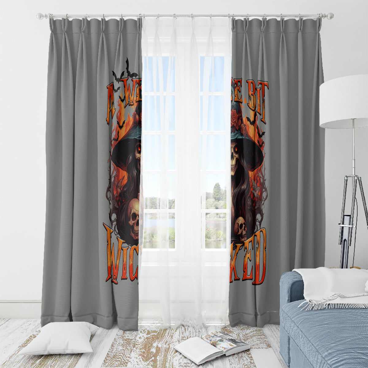 Witch Skull Window Curtain A Wee Bit Wicked - Wonder Print Shop