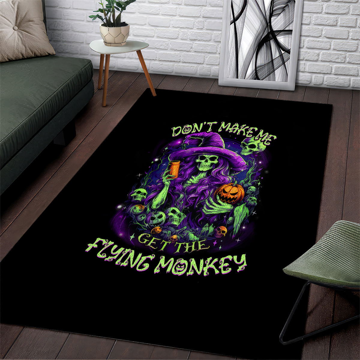 Witch Skull Area Rug Don't Make Me Get The Flying Monkey - Wonder Print Shop