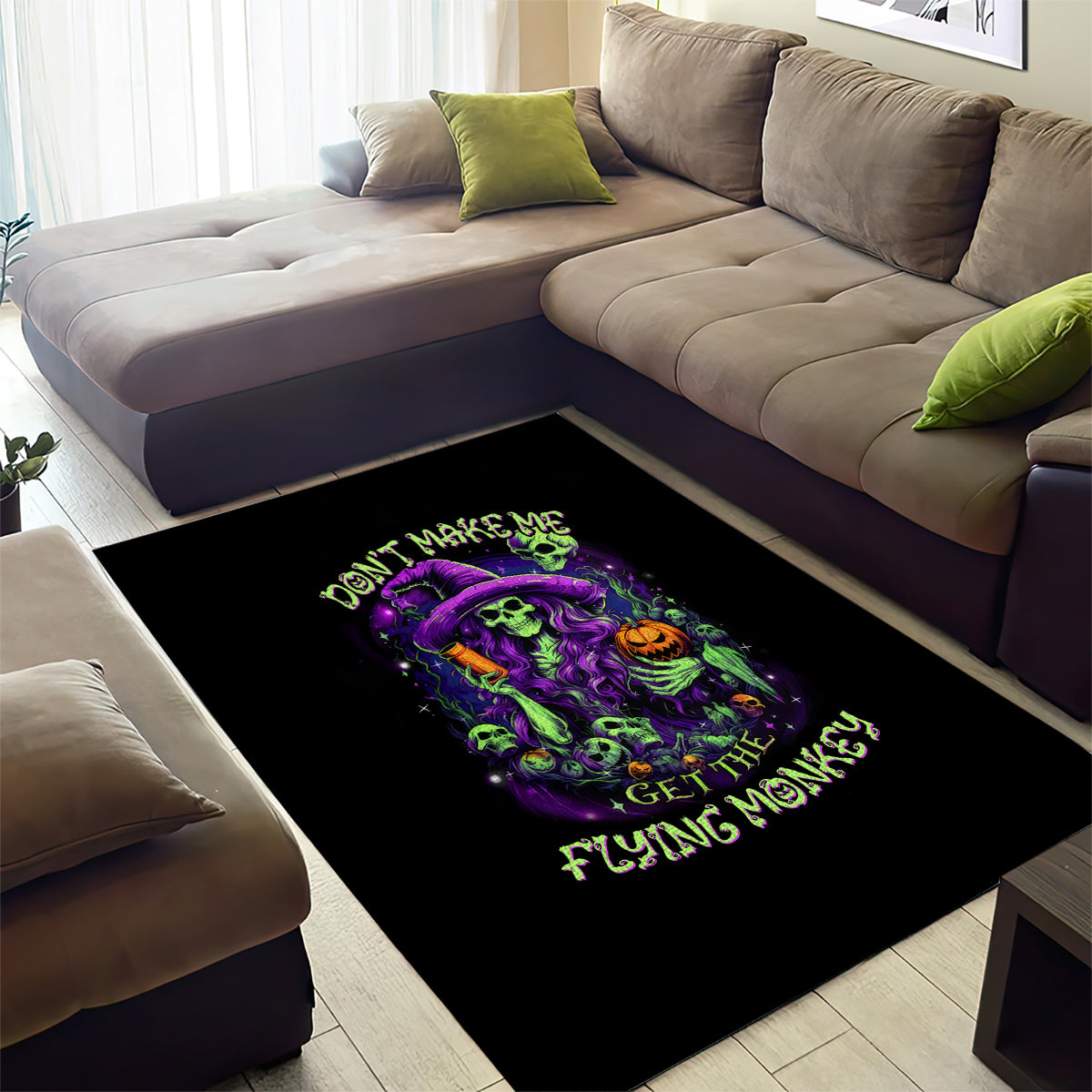 Witch Skull Area Rug Don't Make Me Get The Flying Monkey - Wonder Print Shop
