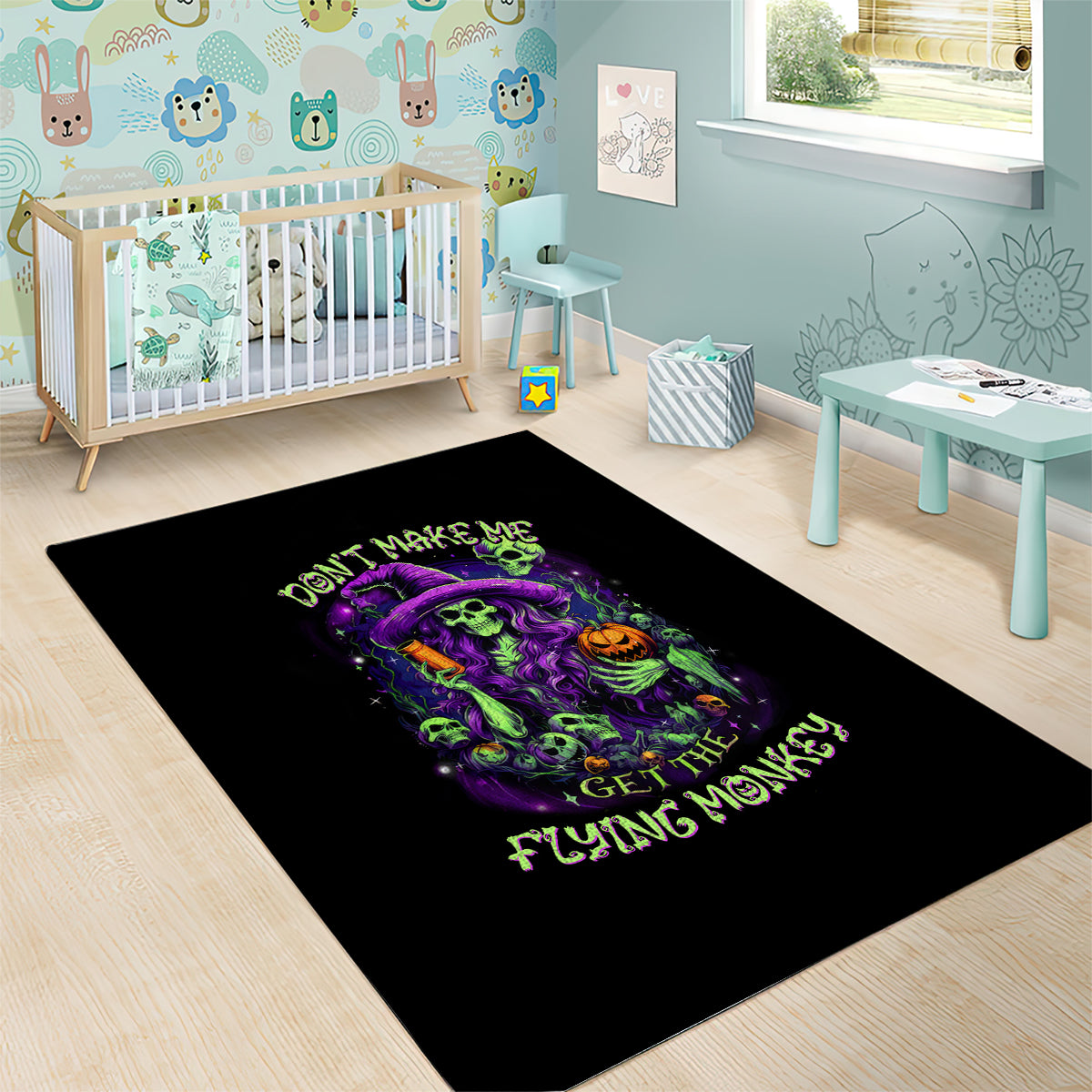 Witch Skull Area Rug Don't Make Me Get The Flying Monkey - Wonder Print Shop