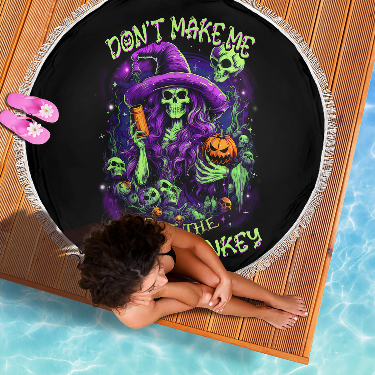 Witch Skull Beach Blanket Don't Make Me Get The Flying Monkey - Wonder Print Shop