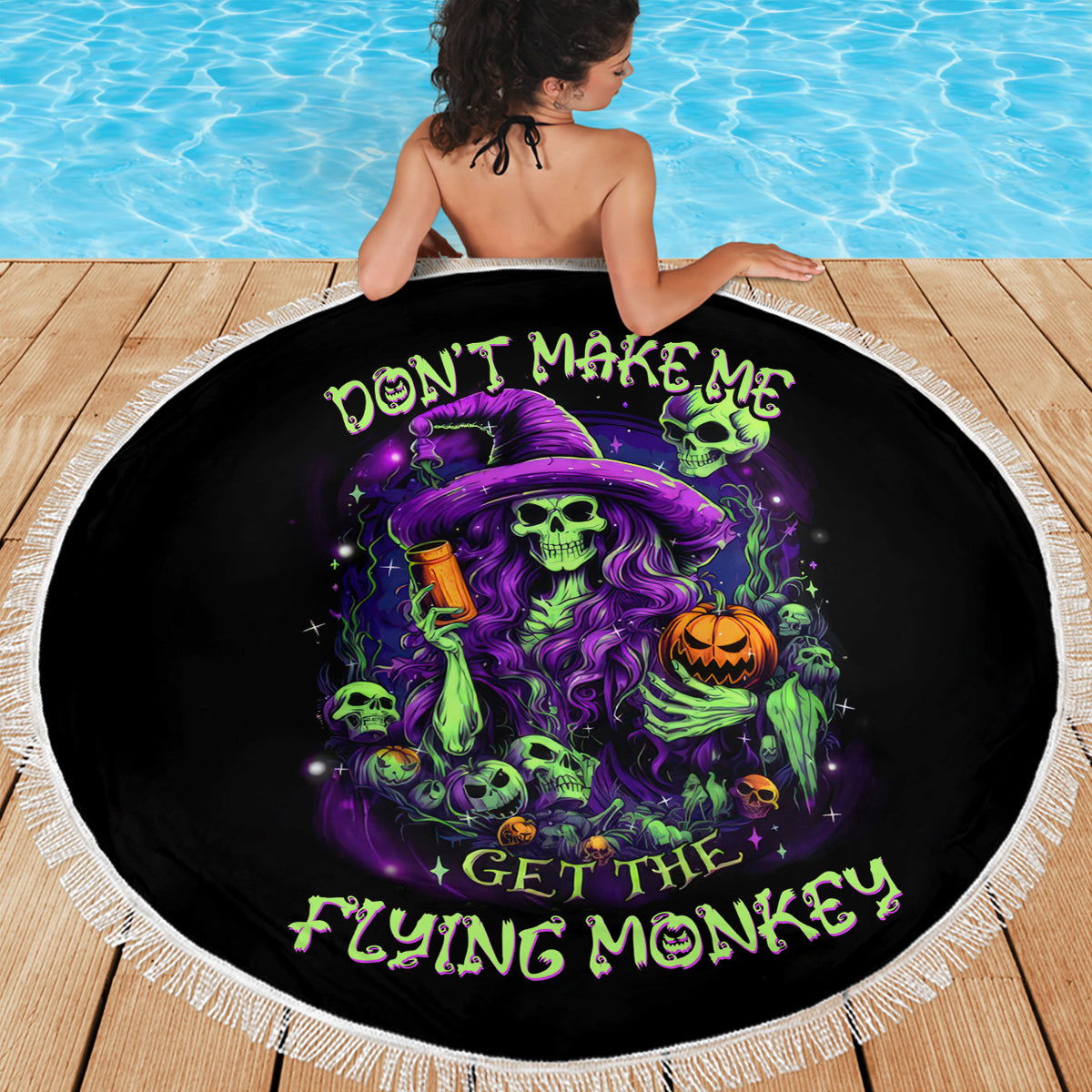 Witch Skull Beach Blanket Don't Make Me Get The Flying Monkey - Wonder Print Shop
