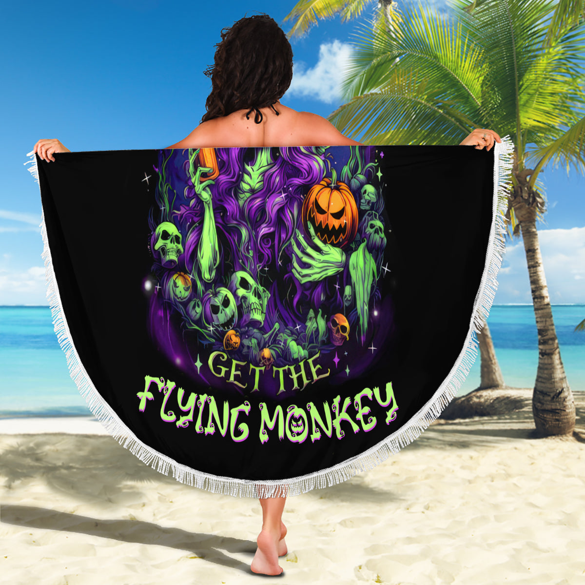 Witch Skull Beach Blanket Don't Make Me Get The Flying Monkey - Wonder Print Shop