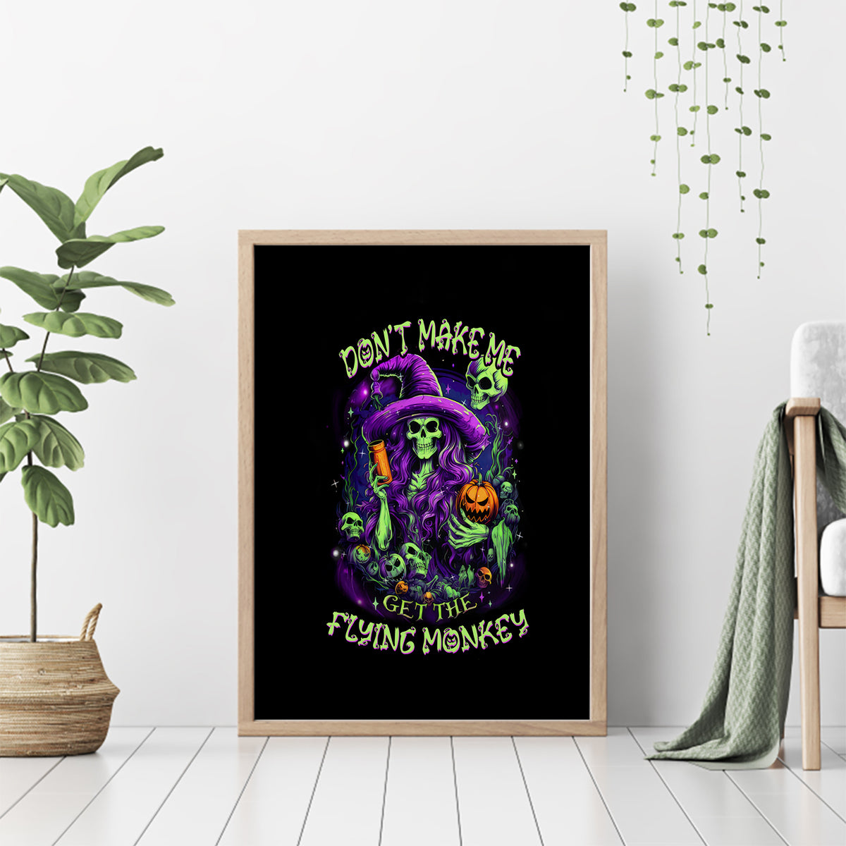 Witch Skull Canvas Wall Art Don't Make Me Get The Flying Monkey - Wonder Print Shop