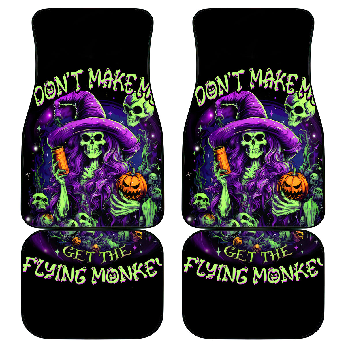Witch Skull Car Mats Don't Make Me Get The Flying Monkey - Wonder Print Shop